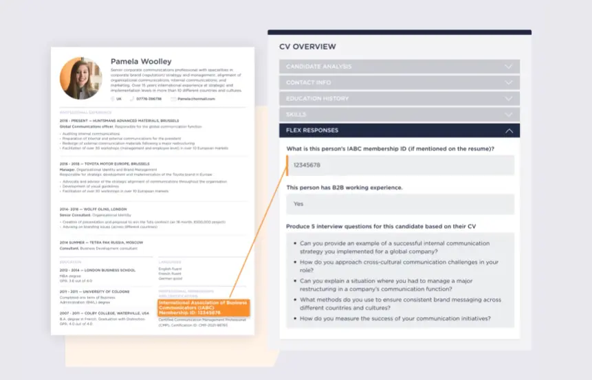 Sovren resume parser dashboard